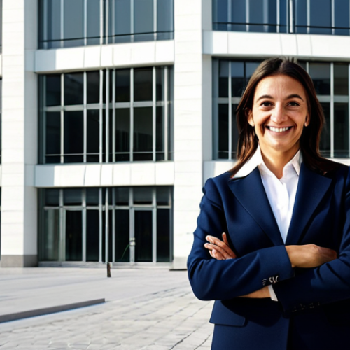 Home 14 **
"A successful Italian architect, fully clothed in professional attire, stands confidently in front of a modern building design in Milan. The scene is bathed in warm, natural light. She is smiling. Perfect anatomy, correct proportions, natural pose, well-formed hands, proper finger count, safe for work, appropriate content, professional, modest, family-friendly, high quality."
**