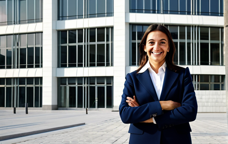 **

"A successful Italian architect, fully clothed in professional attire, stands confidently in front of a modern building design in Milan. The scene is bathed in warm, natural light. She is smiling. Perfect anatomy, correct proportions, natural pose, well-formed hands, proper finger count, safe for work, appropriate content, professional, modest, family-friendly, high quality."

**